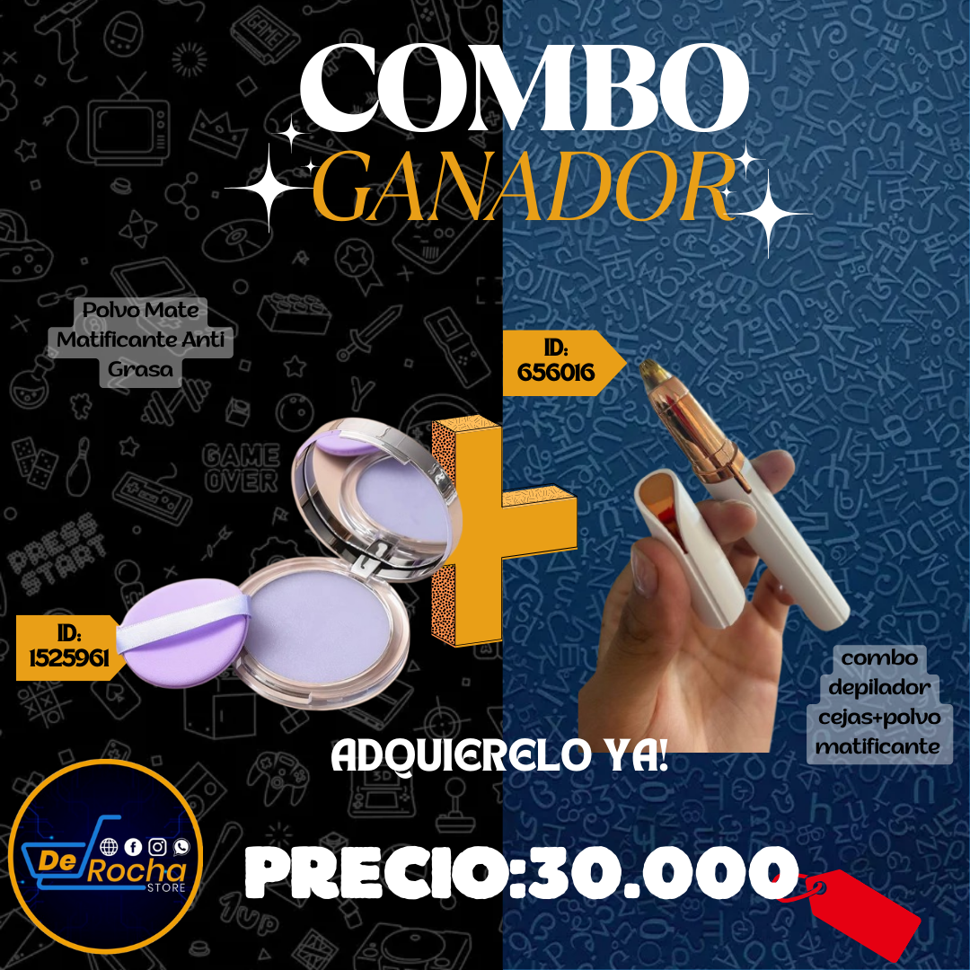 combo depilador cejas+polvo matificante